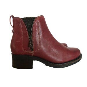 DROMEDARIS Womens Ankle Boots Red Leather Made Portugal Size 6.5/37